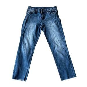 Kut From The Kloth Distressed Raw Hem Crop Boho Grunge Denim Blue Jeans Size 6